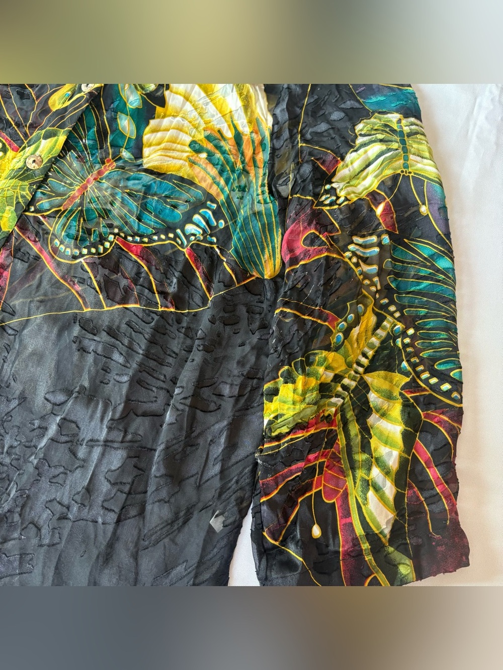 Vintage Citron Santa Monica Silk Butterfly Burnout Top 2X - Picture 4 of 12